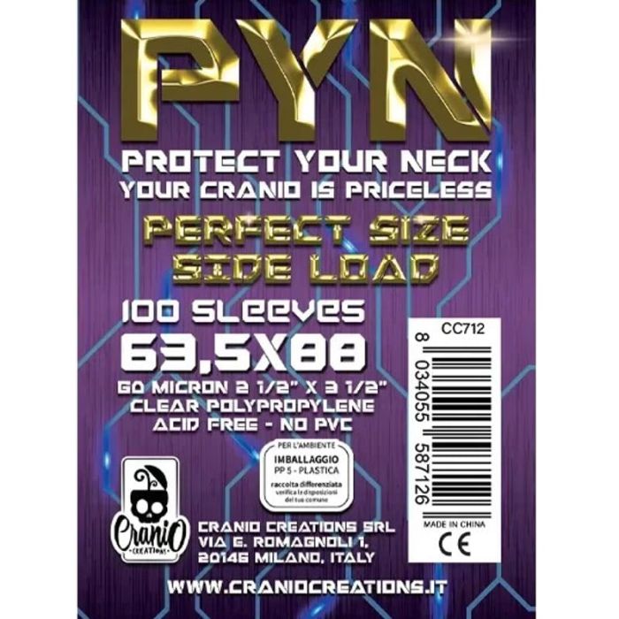 100 Sleeves PYN 63,5x88 "CARD GAME - PERFECT SIZE - SIDE LOAD"