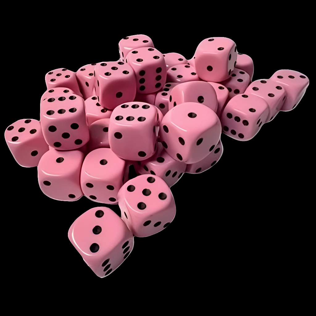 D6 12mm Dice - Pastel Matte Pink/Black