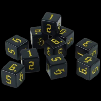 D6 16mm Dice - Black/Ocher