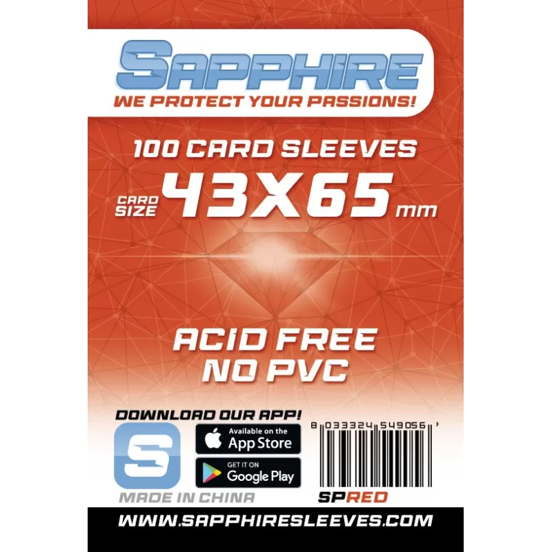 100 Sleeves SAPPHIRE 43x65 "RED"