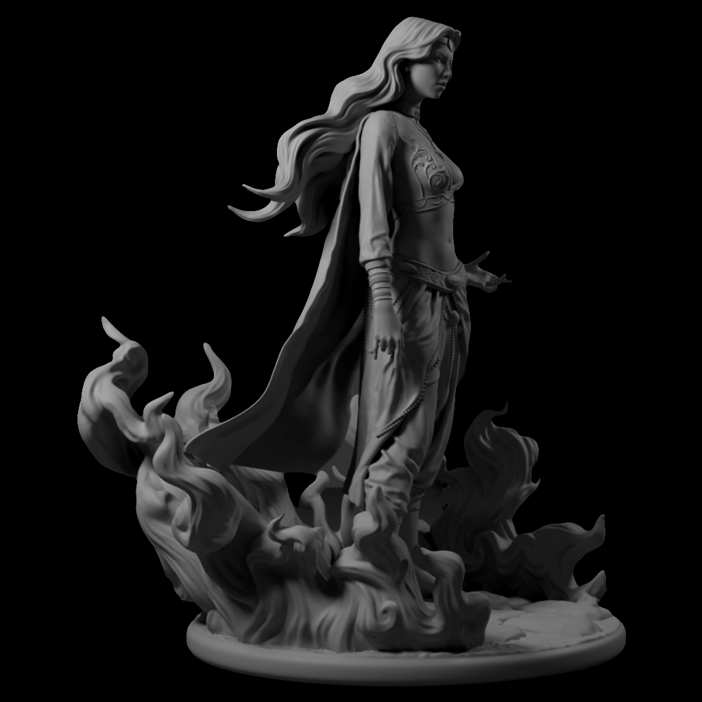 Saora - The Fire Lady - Pre-supported STL - 170mm & 32mm (SFW & NSFW) - Digital STL 3D printable