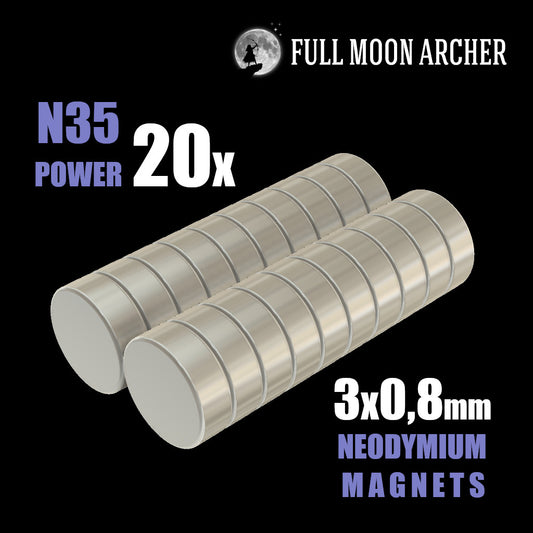 20x Neodymium Magnets 3x0.8mm N35