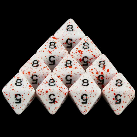 D8 Dice - White with Blood Effect