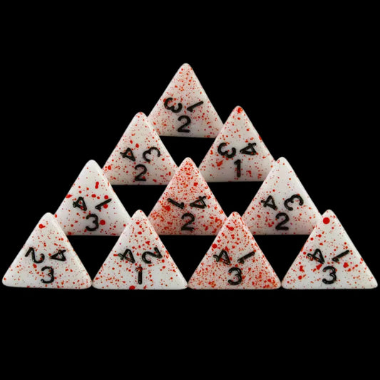 D4 Dice - White with Blood Effect