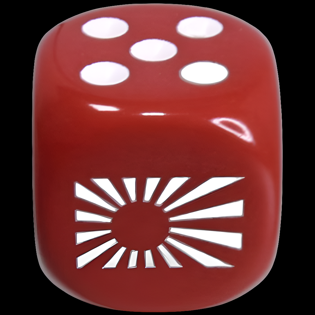 WW2 Japan Dice Set - 12 D6 16mm Dice - Opaque Dice Block Red/White