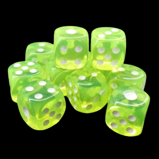 D6 12mm Dice - Clear Fluorescent Green