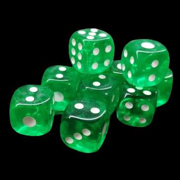 D6 12mm Dice - Clear Green