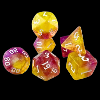 Role Playing Dice Set -Glitter Clear Yellow/Magenta