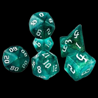 Role Playing Dice Set - Glitter Clear Light Blue/Water Green
