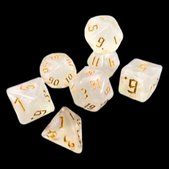 Role Playing Dice Set - Glitter Clear White Ice/Gold
