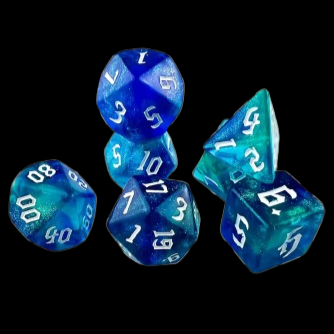 Role Playing Dice Set -Glitter Clear Blue/Water Green