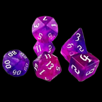 Role Playing Dice Set - Glitter Clear Magenta