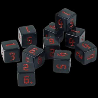 D6 16mm Dice - Black/Red