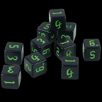 D6 16mm Dice - Black/Acid Green