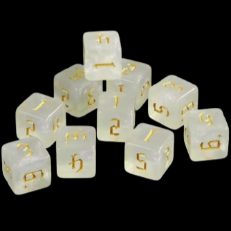 D6 16mm Dice - Glitter Clear White Ice/Gold
