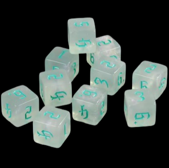 D6 16mm Dice - Glitter Clear White Ice/Aquamarine