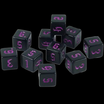 D6 16mm Dice - Black/Purple