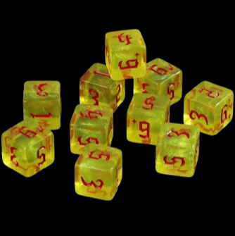 D6 16mm Dice - Glitter Clear Yellow/Red