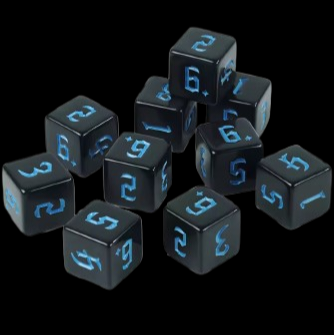 D6 16mm Dice - Black/Light Blue