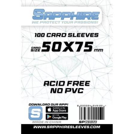 100 Sleeves SAPPHIRE 50x75 "WHITE"