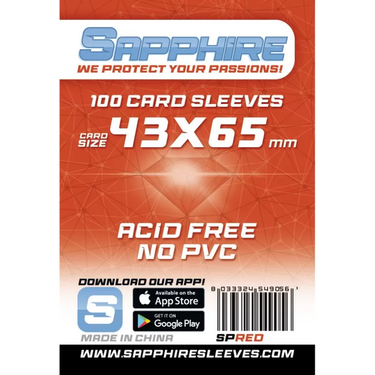 100 Sleeves SAPPHIRE 43x65 "RED"