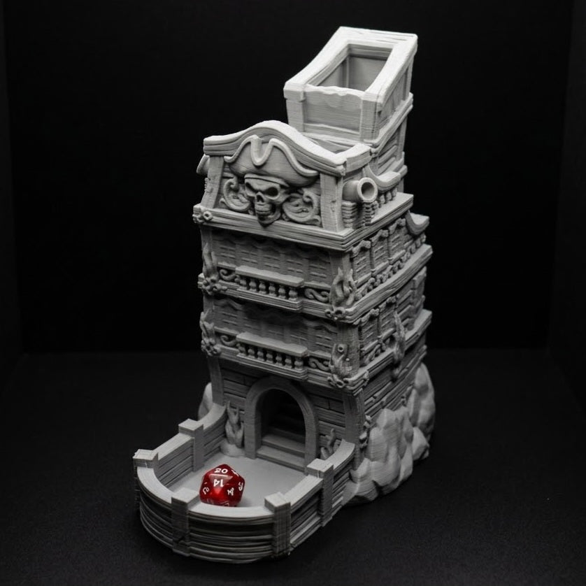 3D Printed Dice Tower - Pirate Skull Ship