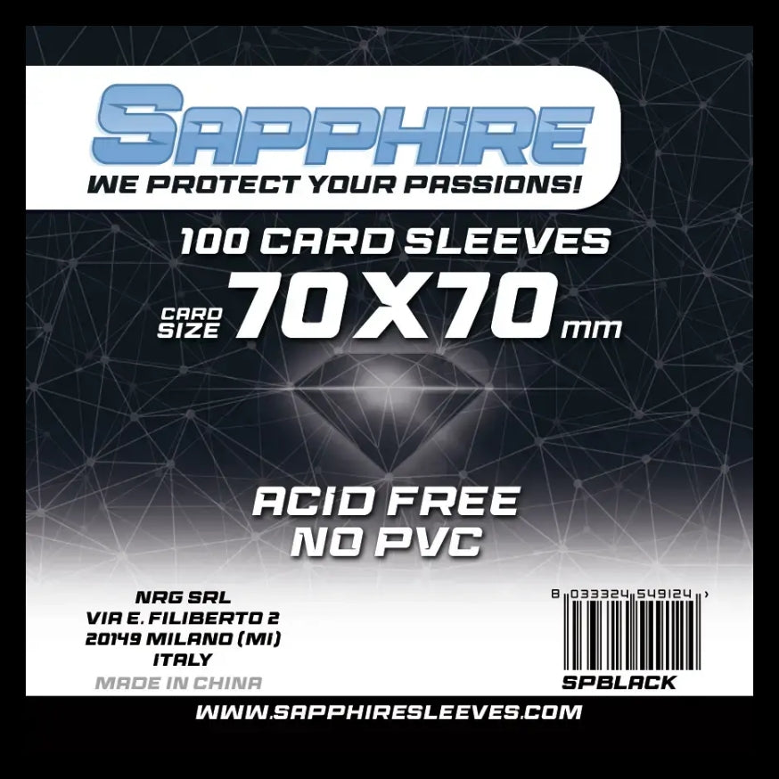 100 Sleeves SAPPHIRE 70x70 "BLACK"