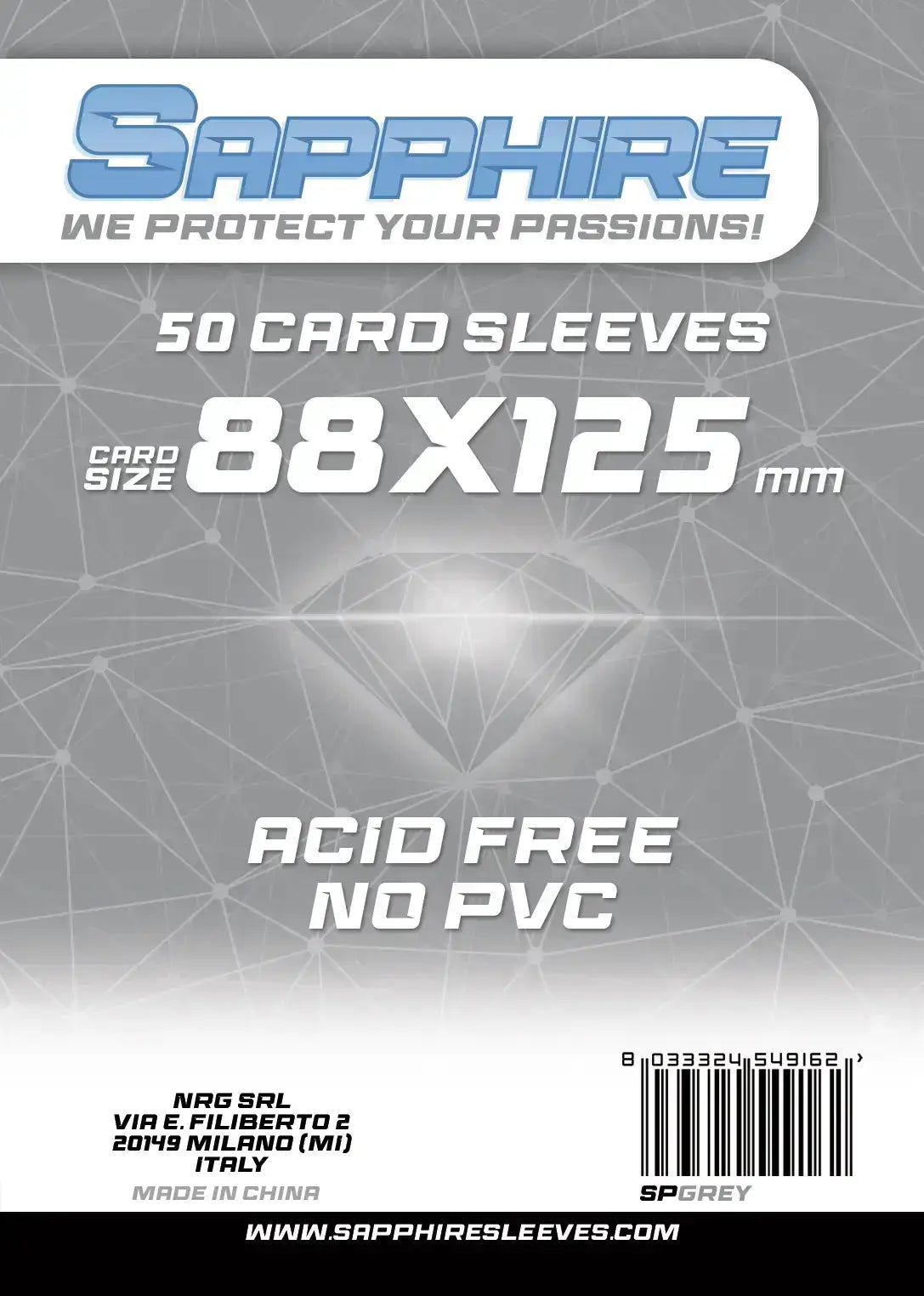 50 Sleeves SAPPHIRE 88x125 "GREY"