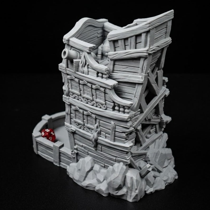 3D Printed Dice Tower - Pirate Skull Ship