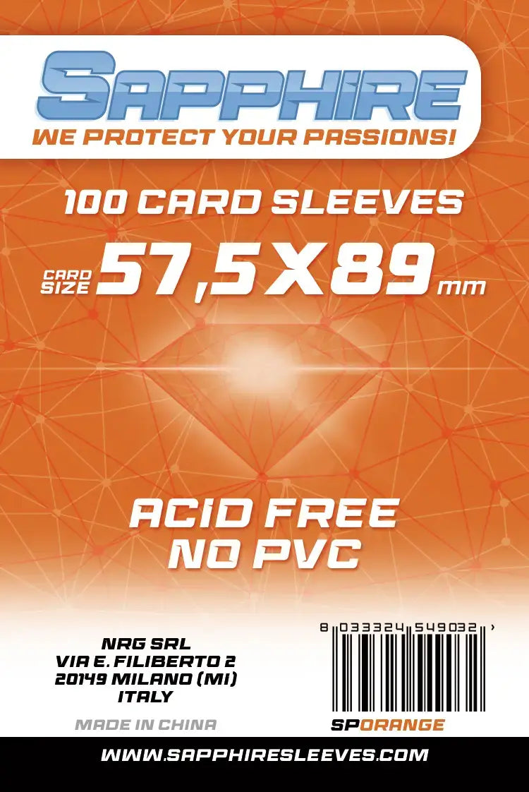 100 Sleeves SAPPHIRE 57,5x89 "ORANGE"