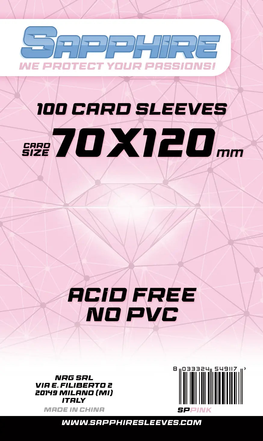 100 Sleeves SAPPHIRE 70x120 "PINK"