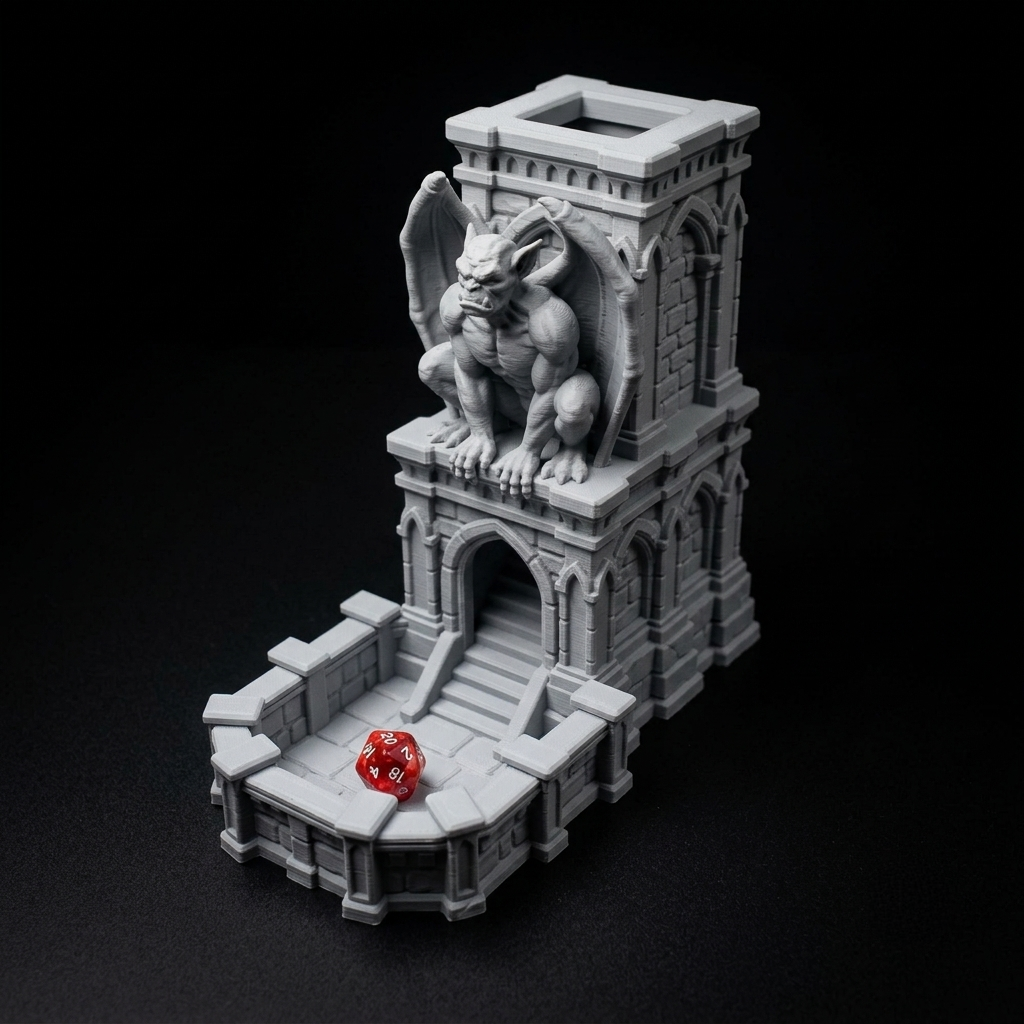 3D Printed Dice Tower - Gargoyle's Keep