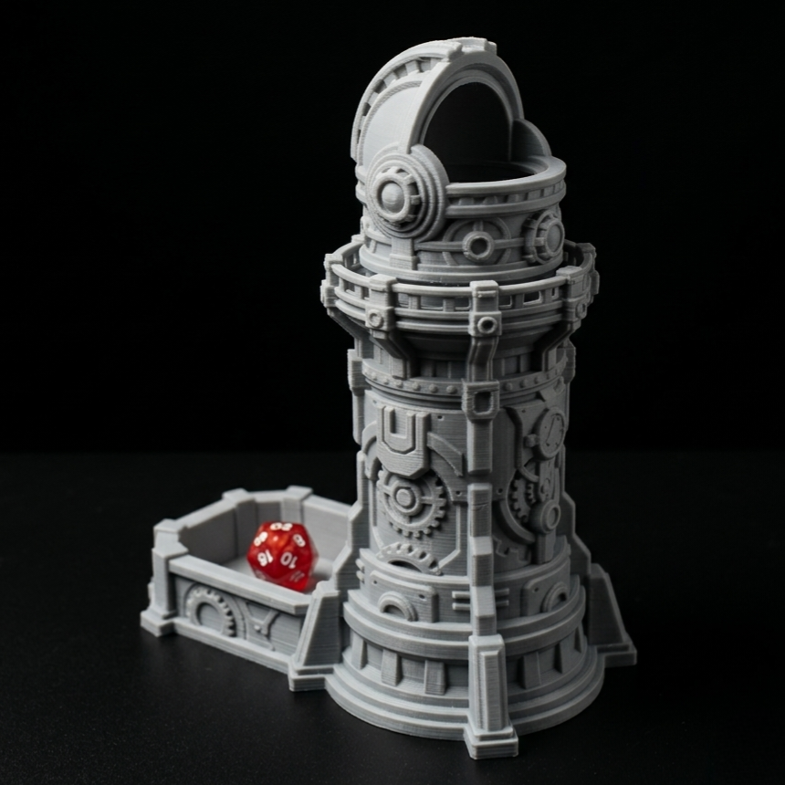 3D Printed Dice Tower - Steampunk Observatory