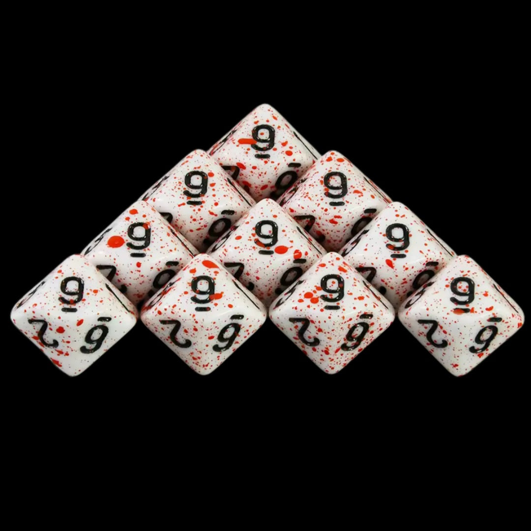 Role Playing Dice Set - White with Blood Effect