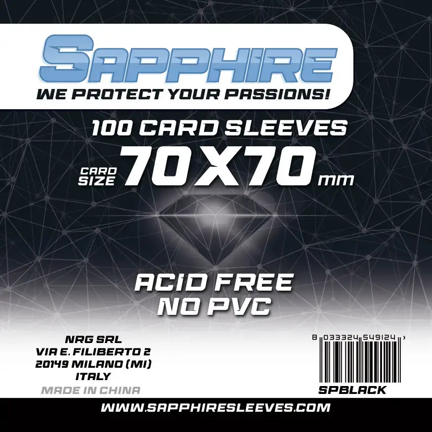100 Sleeves SAPPHIRE 70x70 "BLACK"