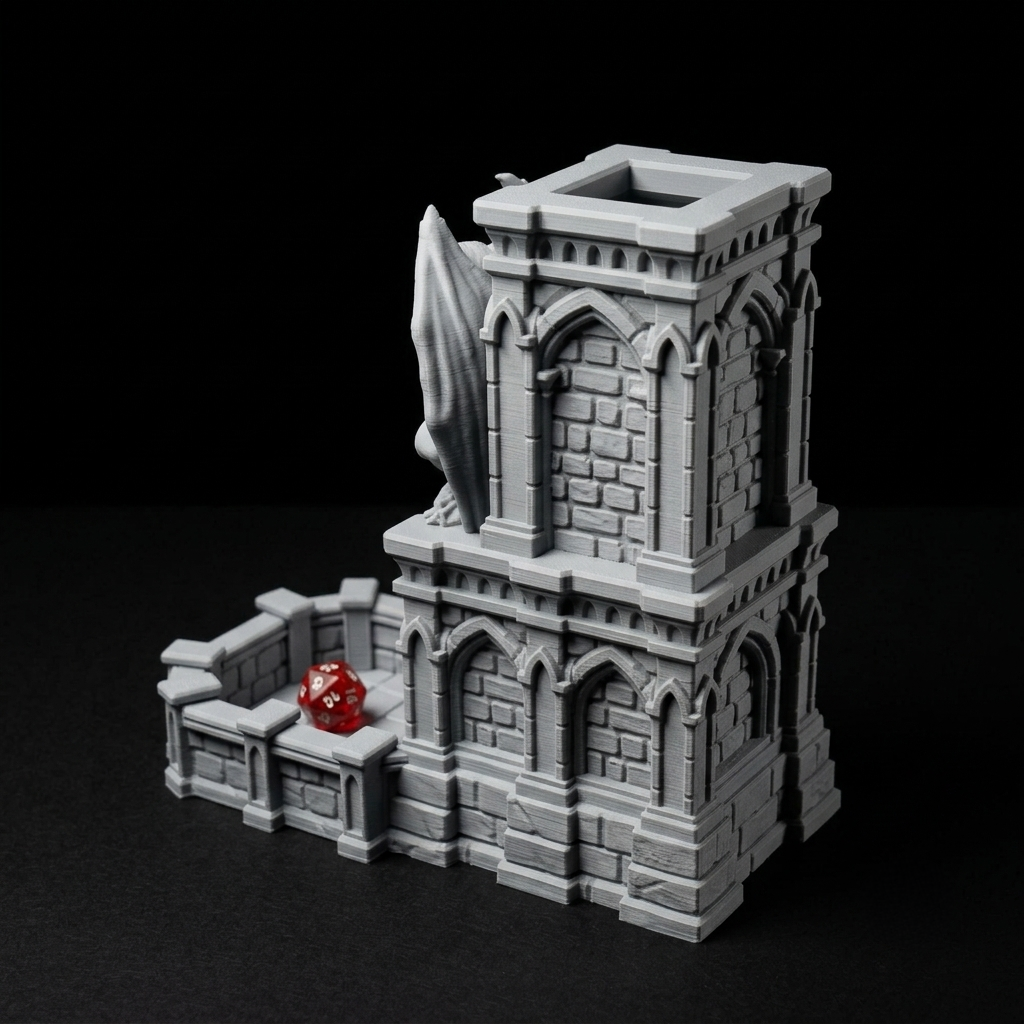 3D Printed Dice Tower - Gargoyle's Keep