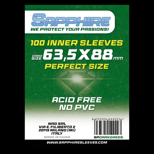 100 Sleeves SAPPHIRE 63,5x88 Perfect Size "DARK GREEN"