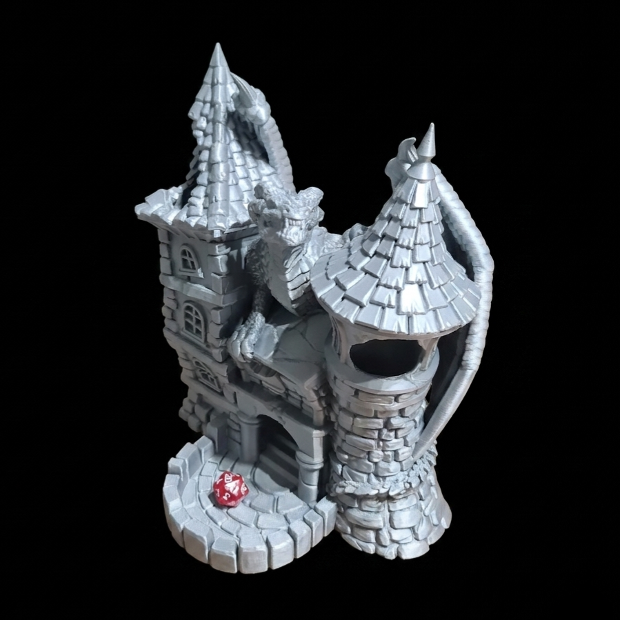 3D Printed Dice Tower - Dragon Fortress