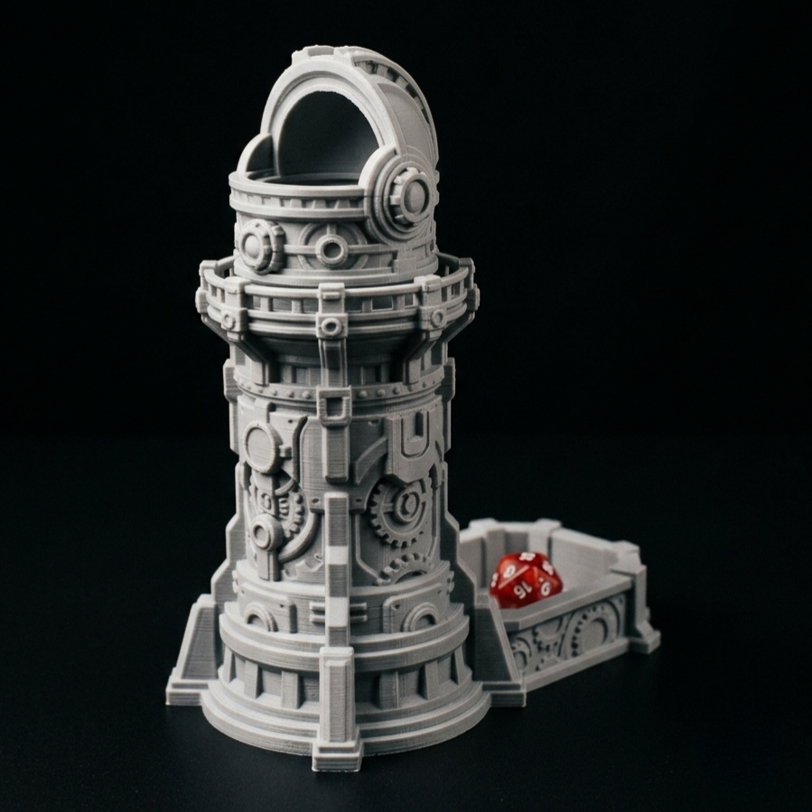 3D Printed Dice Tower - Steampunk Observatory