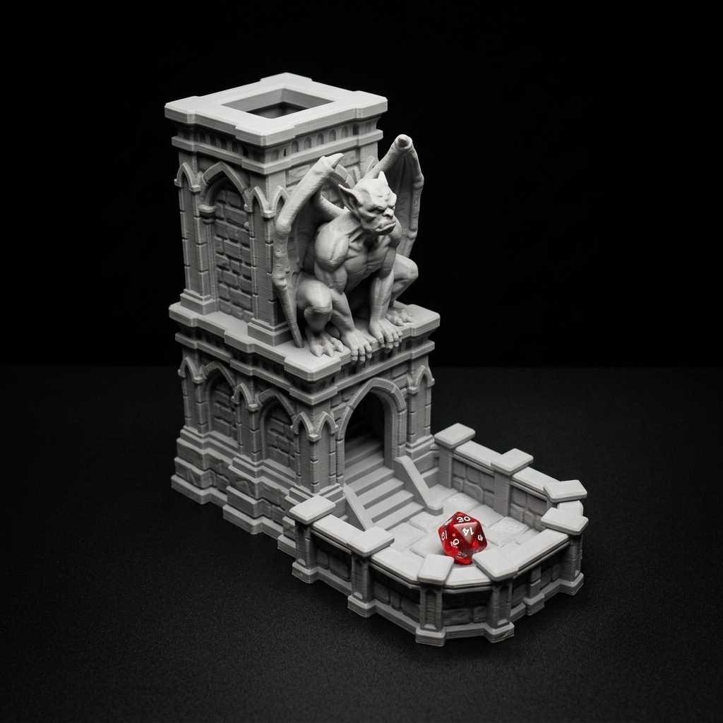 3D Printed Dice Tower - Gargoyle's Keep