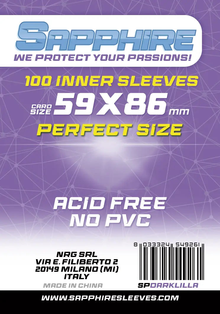 100 Sleeves SAPPHIRE 59x86 Perfect Size "DARK LILLA"