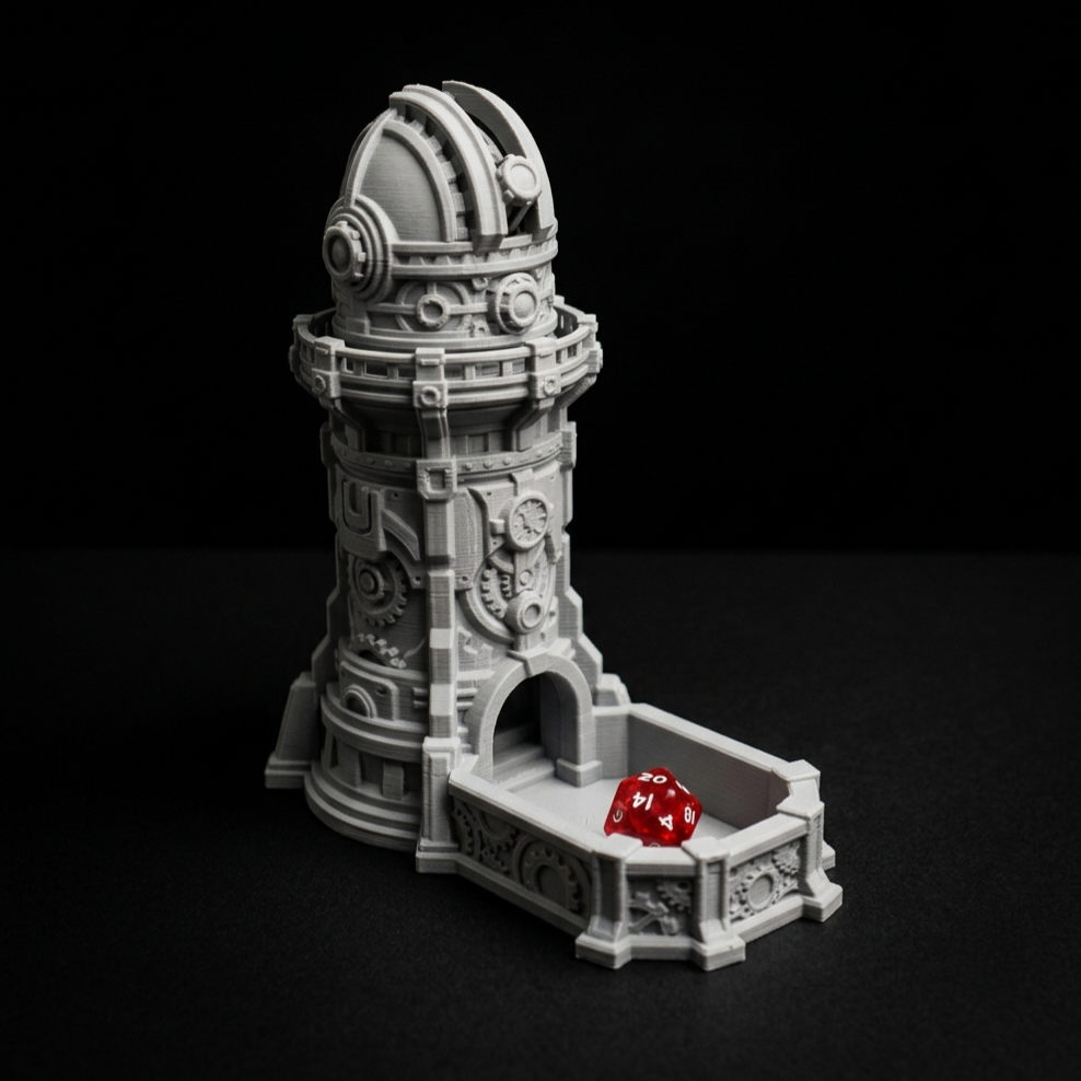 3D Printed Dice Tower - Steampunk Observatory