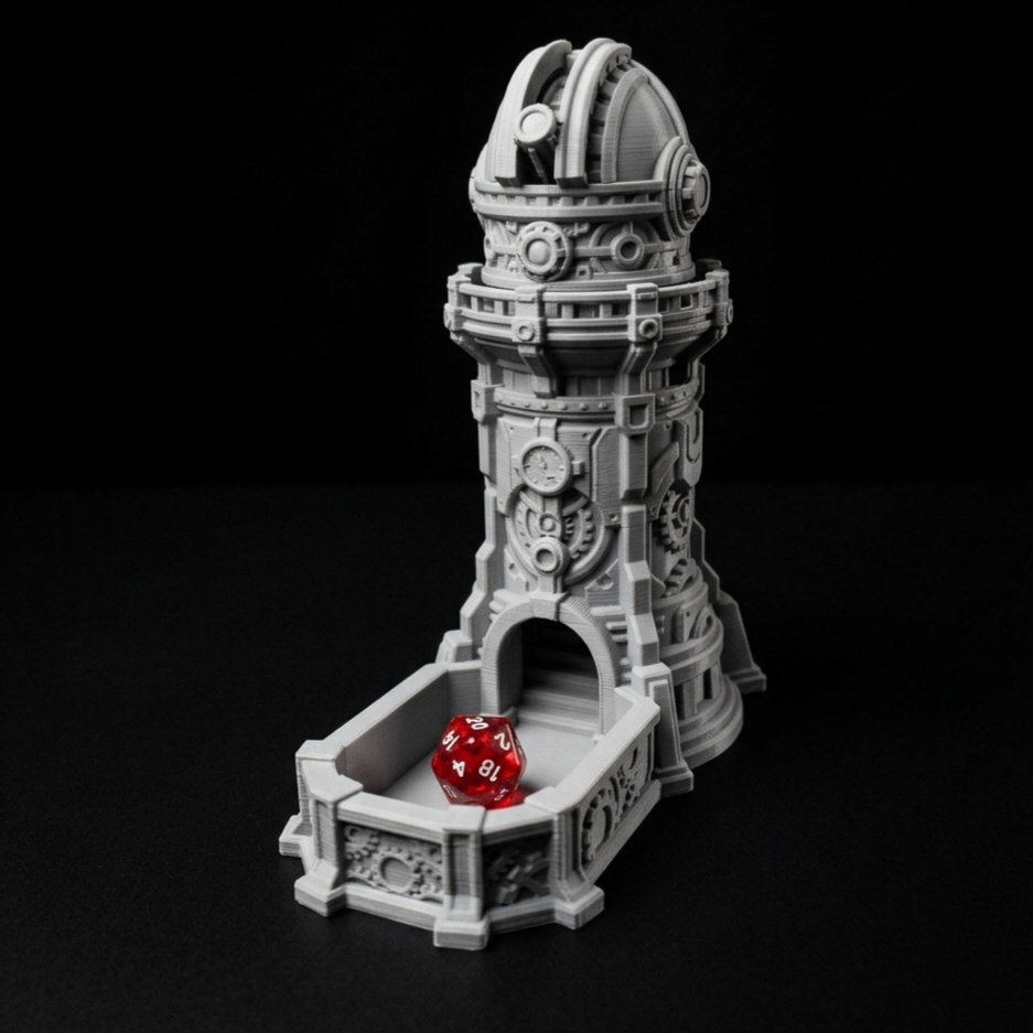 3D Printed Dice Tower - Steampunk Observatory