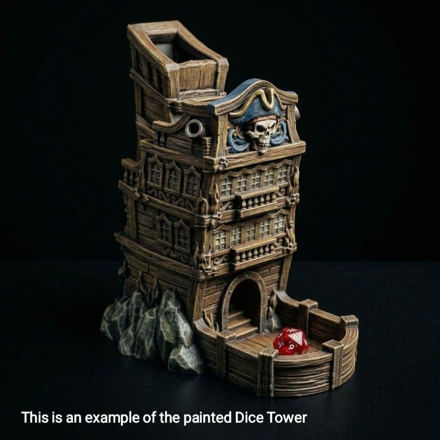 3D Printed Dice Tower - Pirate Skull Ship