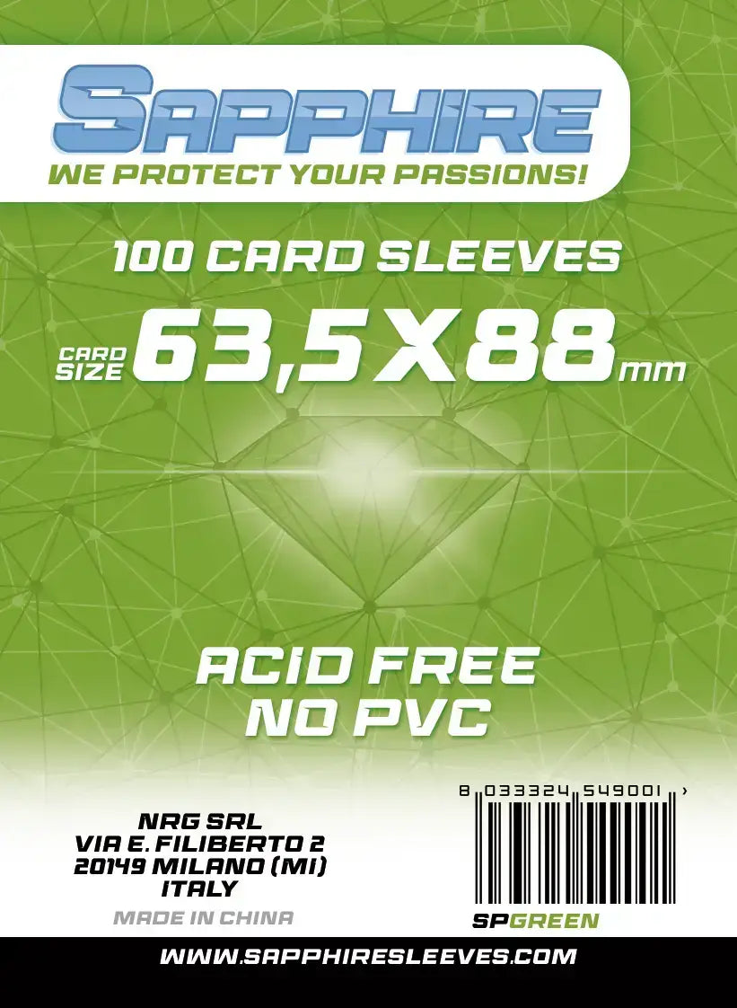 100 Sleeves SAPPHIRE 63,5x88 "GREEN"