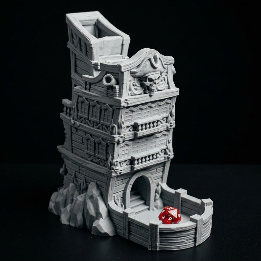 3D Printed Dice Tower - Pirate Skull Ship
