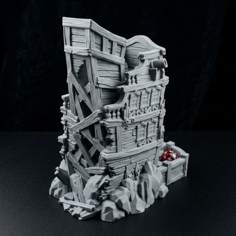 3D Printed Dice Tower - Pirate Skull Ship