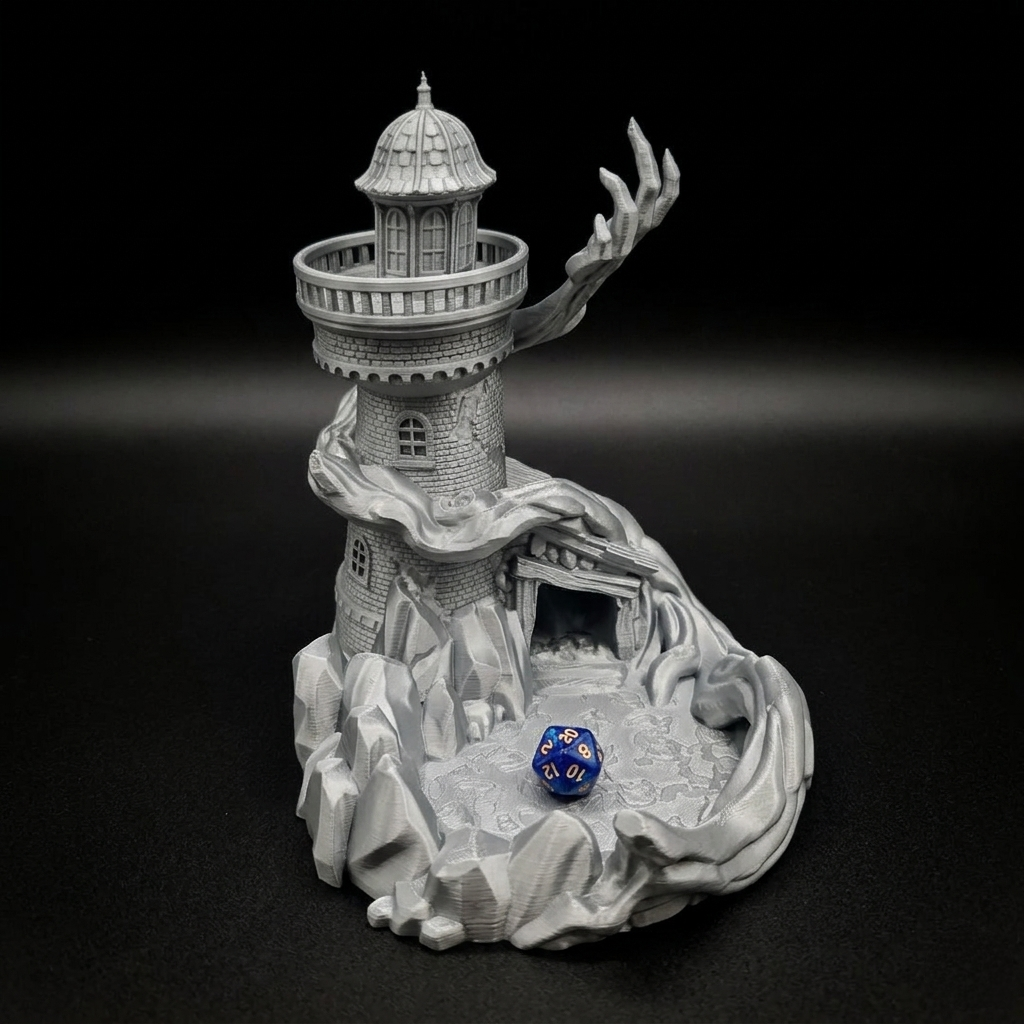 3D Printed Dice Tower - Spooky Lighthouse