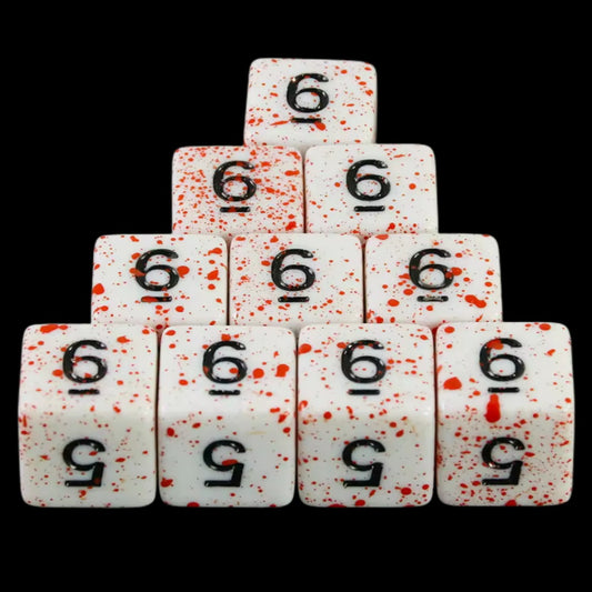 D6 16mm Dice - White with Blood Effect
