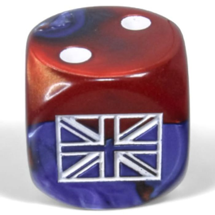 WW2 United Kingdom Dice Set - 12 D6 16mm Dice - Blue-Red, White